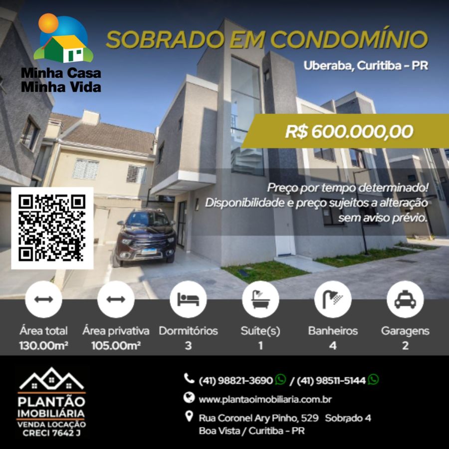Sobrado em Condom�nio - Venda - Uberaba - Curitiba - PR